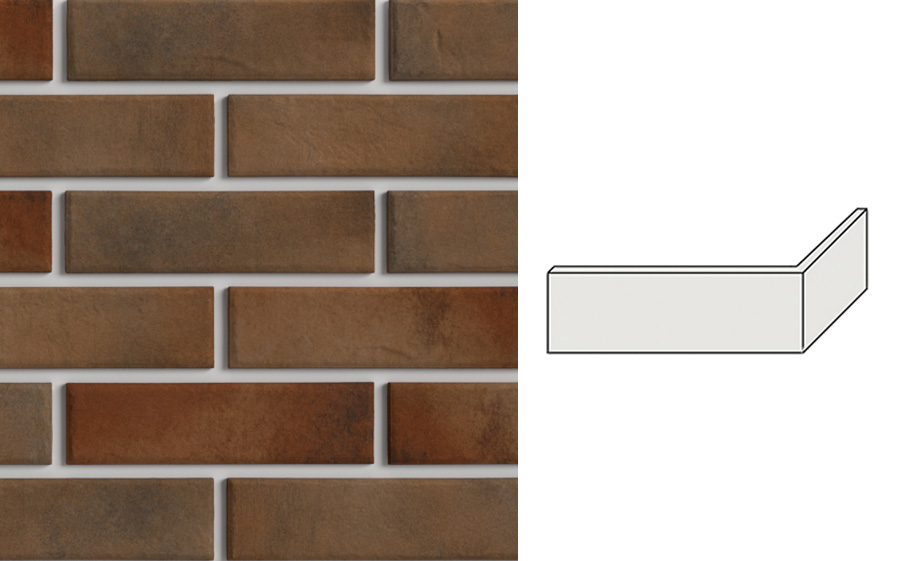 Термопанель угловая на пенополистироле (ППС) с клинкерной плиткой BestPoint Retro Brick Cardamon 115/236*456*40 мм