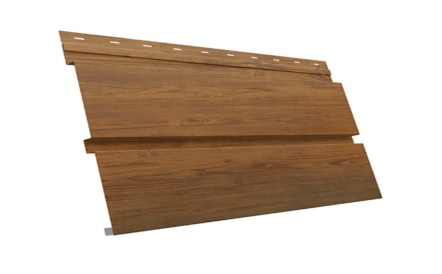Софит металлический Grand Line Квадро брус без перфорации, сталь 0,45 мм Print Premium, Golden Wood