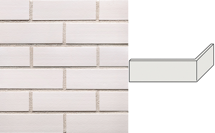 Клинкерная плитка угловая King Klinker Dream House 29 Just White RF10, 250*65*120*10 мм