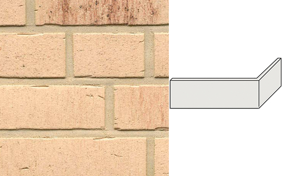 Клинкерная плитка угловая ручной формовки Feldhaus Klinker NF 14 W742 vascu crema petino 240*71*115*14 мм
