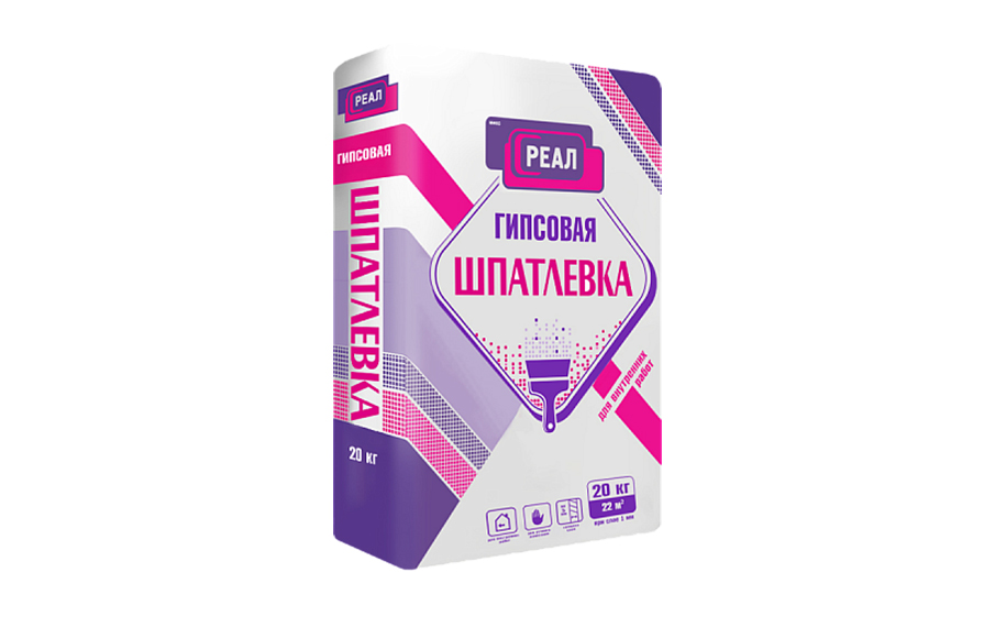 Шпаклевка РЕАЛ гипсовая, 20 кг