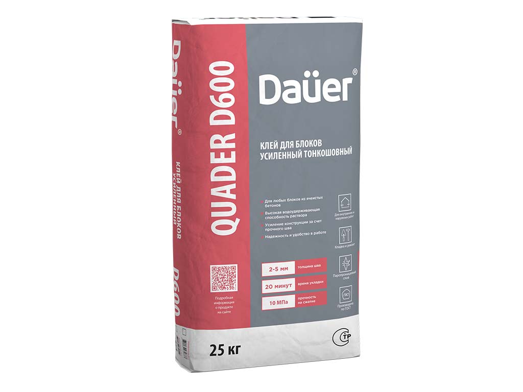 Клей монтажный тонкошовный Dauer QUADER D600, зимний, 25 кг