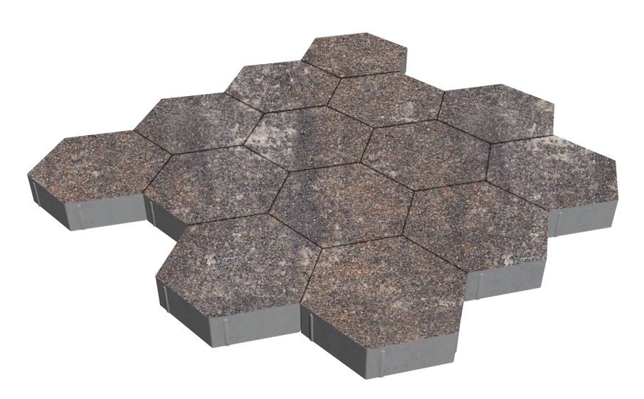 Плитка тротуарная SteinRus Гексаэдр Б.6(М).Ф.8, гладкая, Сепия, 350*300*80 мм