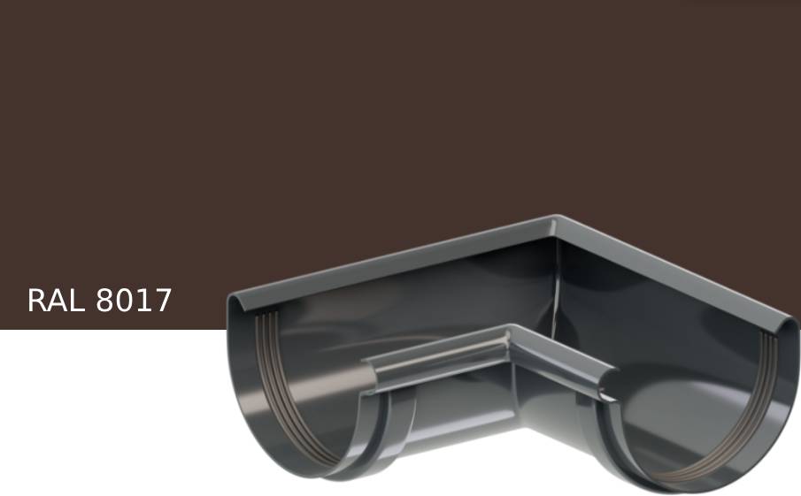 Угол желоба внутренний KROP PVC 90 градусов для системы D 130/90 мм, RAL 8017