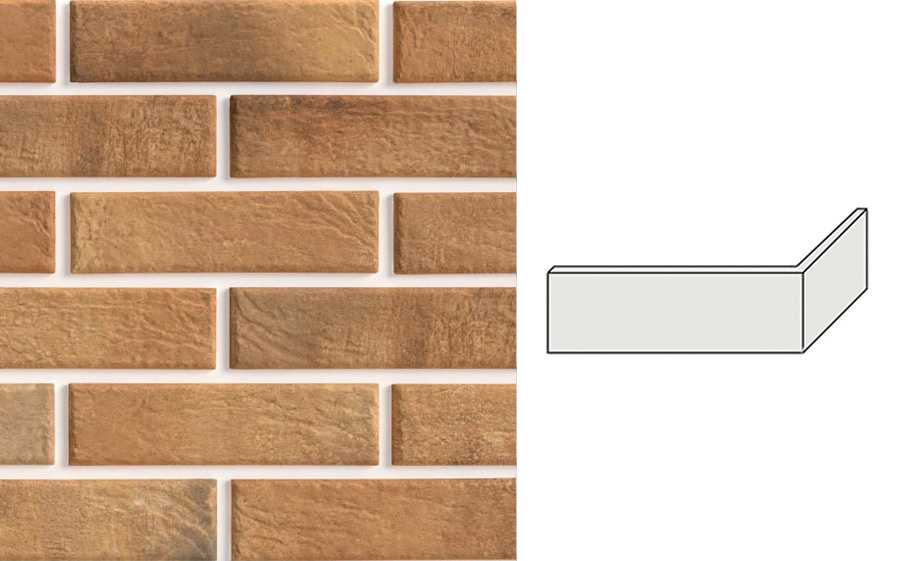 Термопанель угловая на пенополистироле (ППС) с клинкерной плиткой BestPoint Loft Brick Curry 243/365*456*40 мм