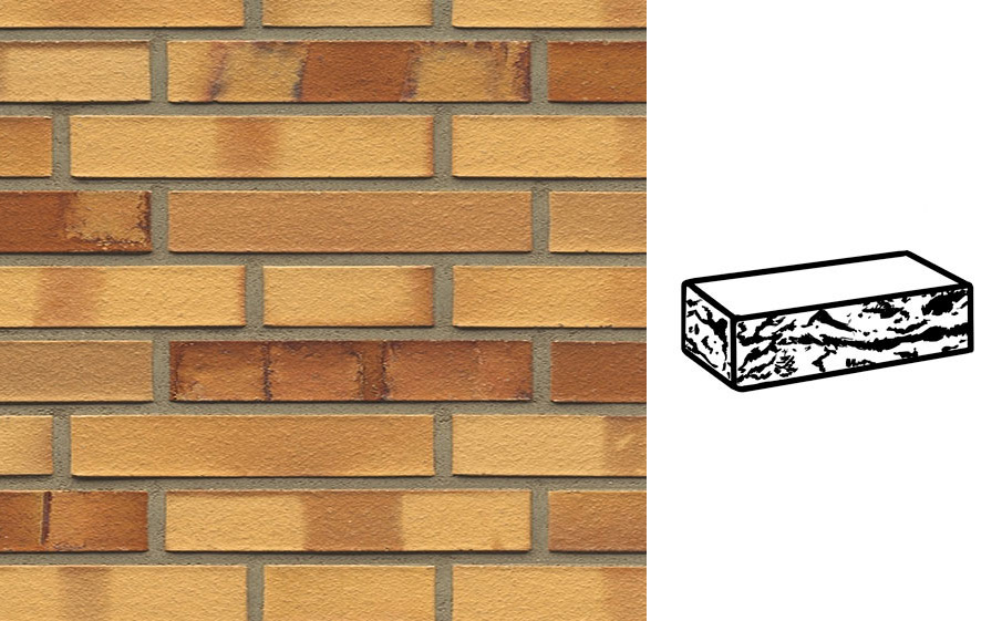 Кирпич клинкерный Muhr 01 Niederlausitzer Gelb Spezial готик, 240*90*40 мм