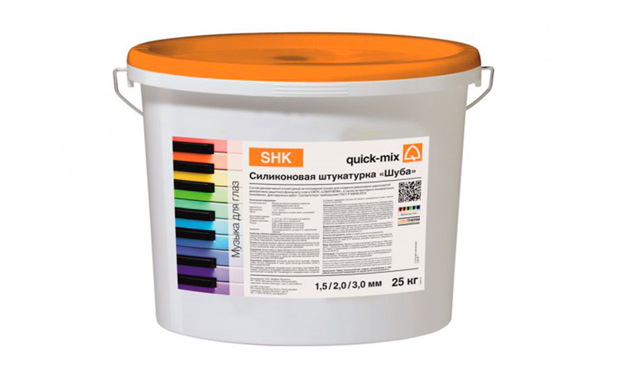 Силиконовая декоративная штукатурка quick-mix SHK Шуба 1,5 мм цветная, 25 кг