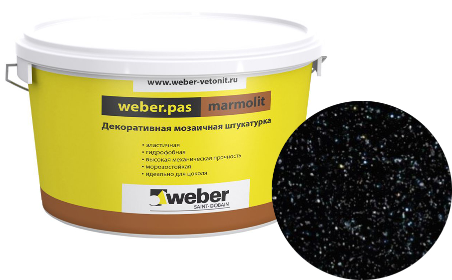 Декоративная мозаичная штукатурка weber.pas marmolit, k25, 25 кг