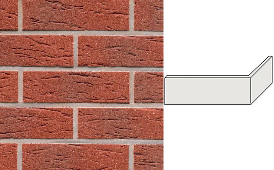 Клинкерная плитка угловая ручной формовки Feldhaus Klinker NF 9 W335 carmesi antic mana 240*71*115*9 мм