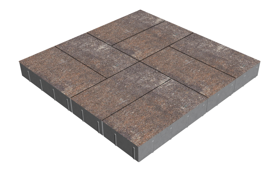 Плитка тротуарная SteinRus Грас Б.4.П.8, Native, Сепия, 400*200*80 мм