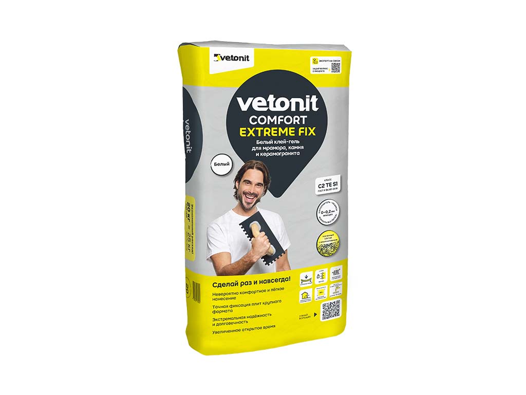 Плиточный клей-гель vetonit comfort extreme fix, 20 кг