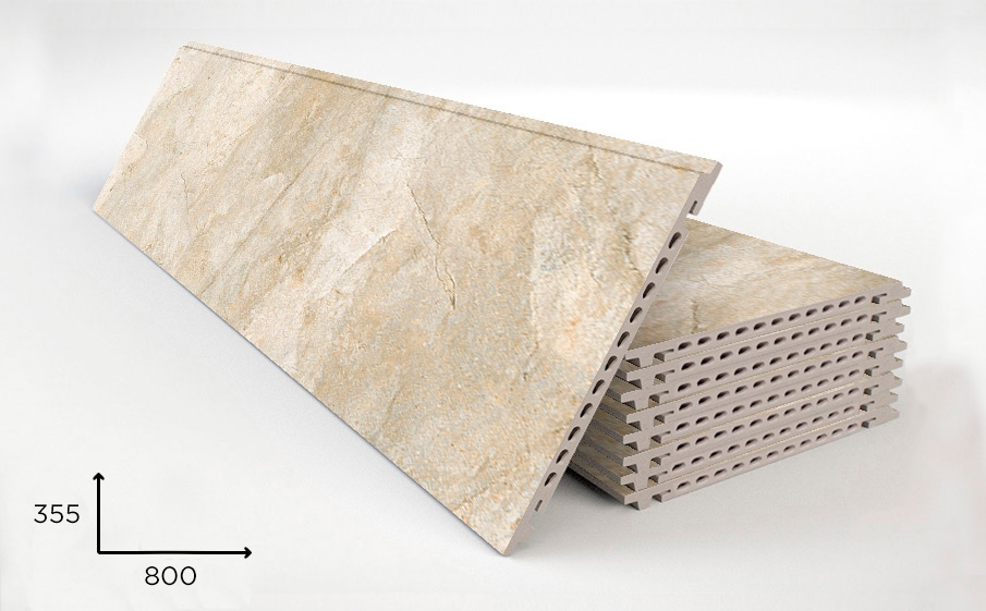 Керамогранитная плита Faveker GA16 для НФС, Rocks Beige, 800*355*18 мм