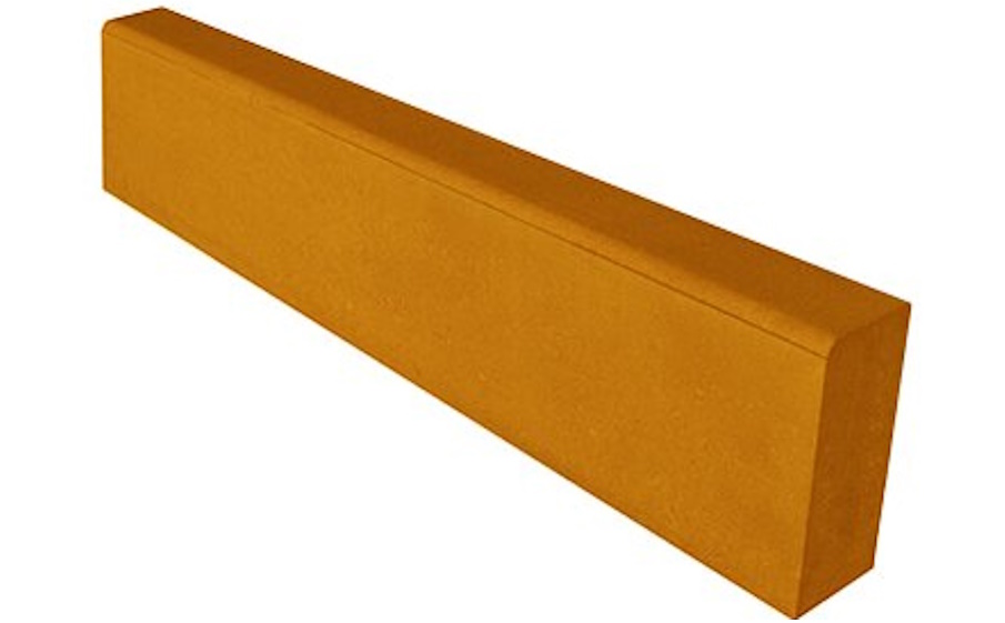 Садовый бордюр SteinRus, БР 100.20.8R, гладкая, полный прокрас, желтый, 1000*200*80 мм