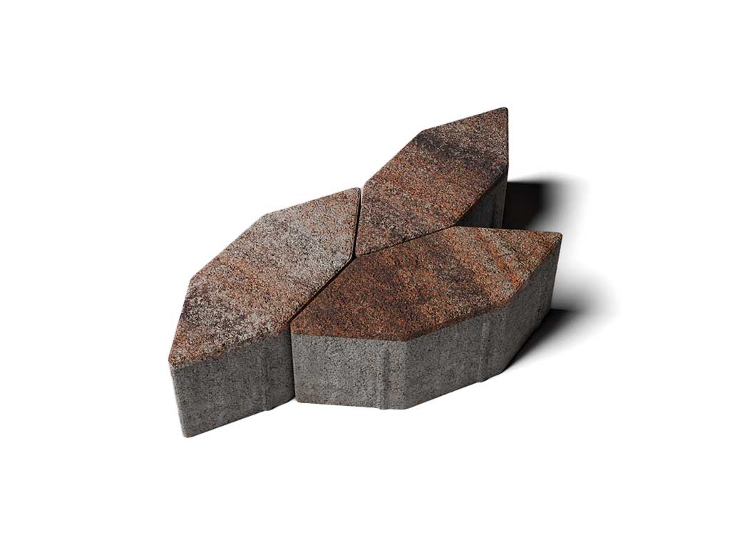 Плитка тротуарная Скошенный шестиугольник Б.1.ШГ.6 Листопад гранит Клен 100*100*100*60 мм