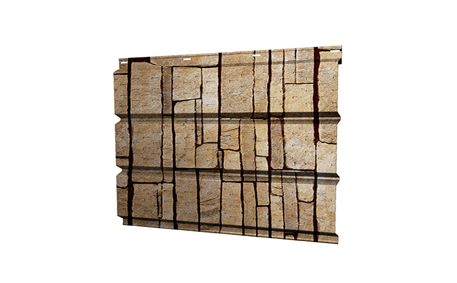 Софит Grand Line металлический полная перфорация 0,45 Print Elite с пленкой Sand Stone TwinColor