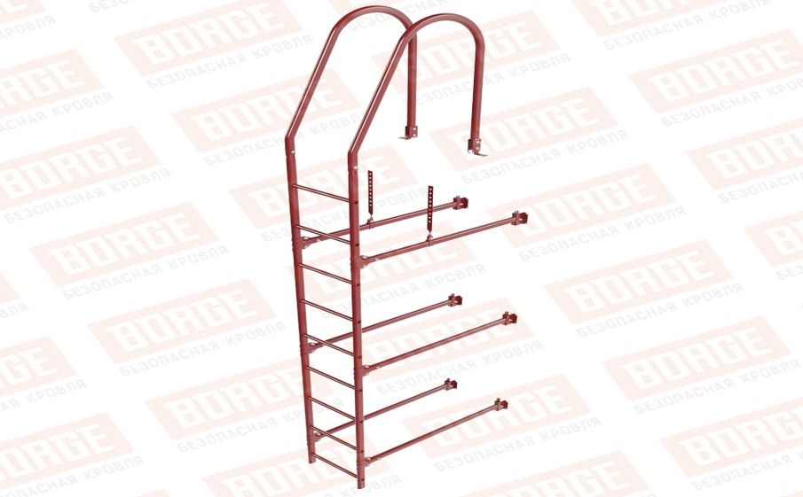 Лестница фасадная Borge (верхняя секция) оцинкованная RAL 3011, 2,7 м