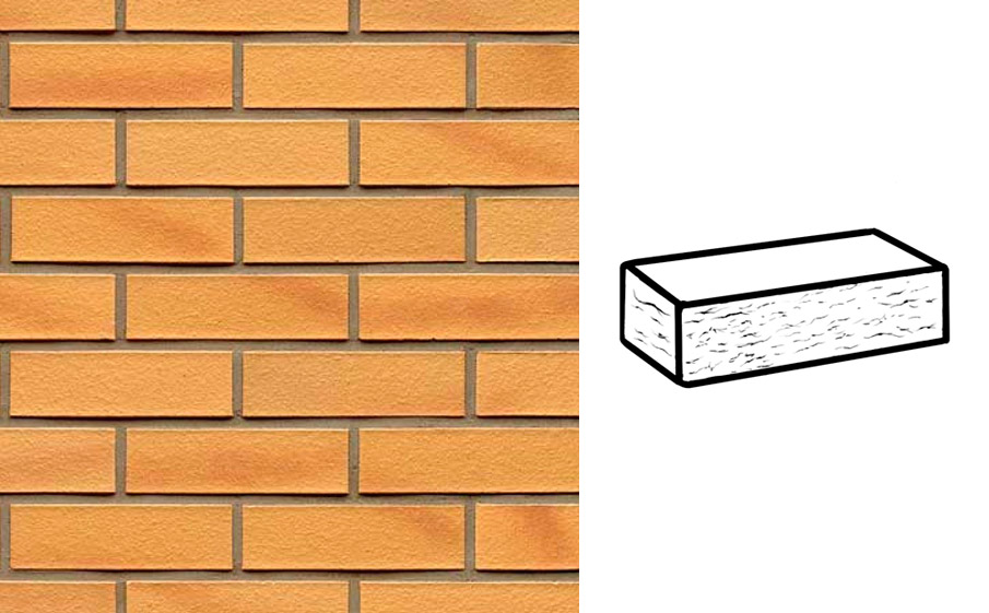 Кирпич клинкерный облицовочный 7-щелевой Muhr 02 Gelb Bunt рустик, 250*120*65 мм