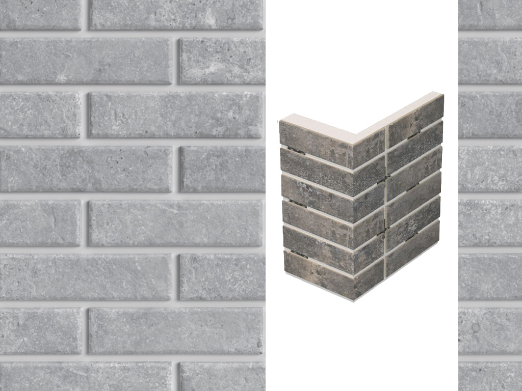 Термопанель для оконной перемычки ППС с клинкерной плиткой 8,5 мм BestPoint Exclusive Cement Gray, 235/385*470*100 мм
