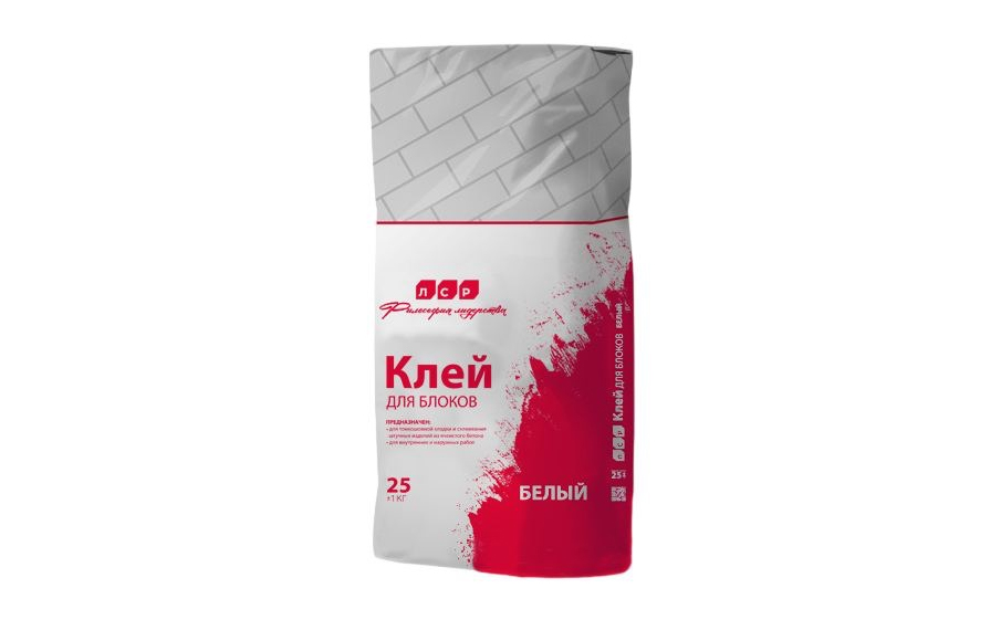 Клей для газобетонных блоков ЛСР, белый, 25 кг