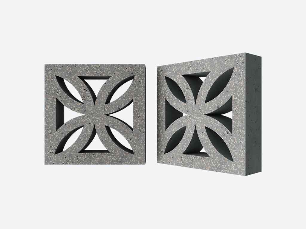 Декоративный бриз-блок Mesterra Кобого / Cobogo 0201, серый LUX, 250*250*70 мм