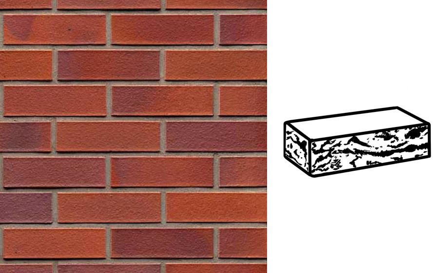 Кирпич клинкерный облицовочный 7-щелевой Muhr 04 Rotbraun-bunt готик, 250*120*65 мм