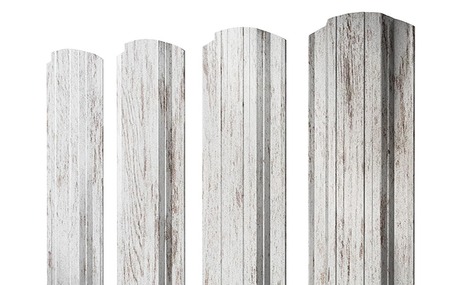 Штакетник Прямоугольный фигурный 0,45 Print Elite Snow Wood TwinColor