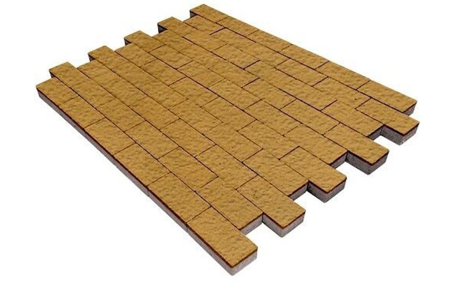 Плитка тротуарная SteinRus Прямоугольник А.6.П.4, Old-age, желтый, 200*100*40 мм