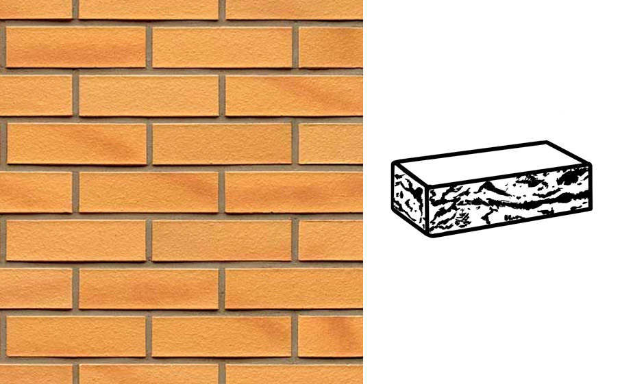 Кирпич клинкерный облицовочный 7-щелевой Muhr 02 Gelb Bunt готик, 250*120*65 мм