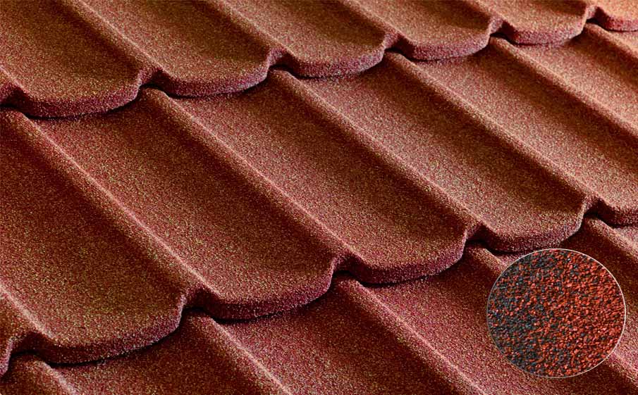 Композитная черепица рядовая Metrotile Mistral Red black