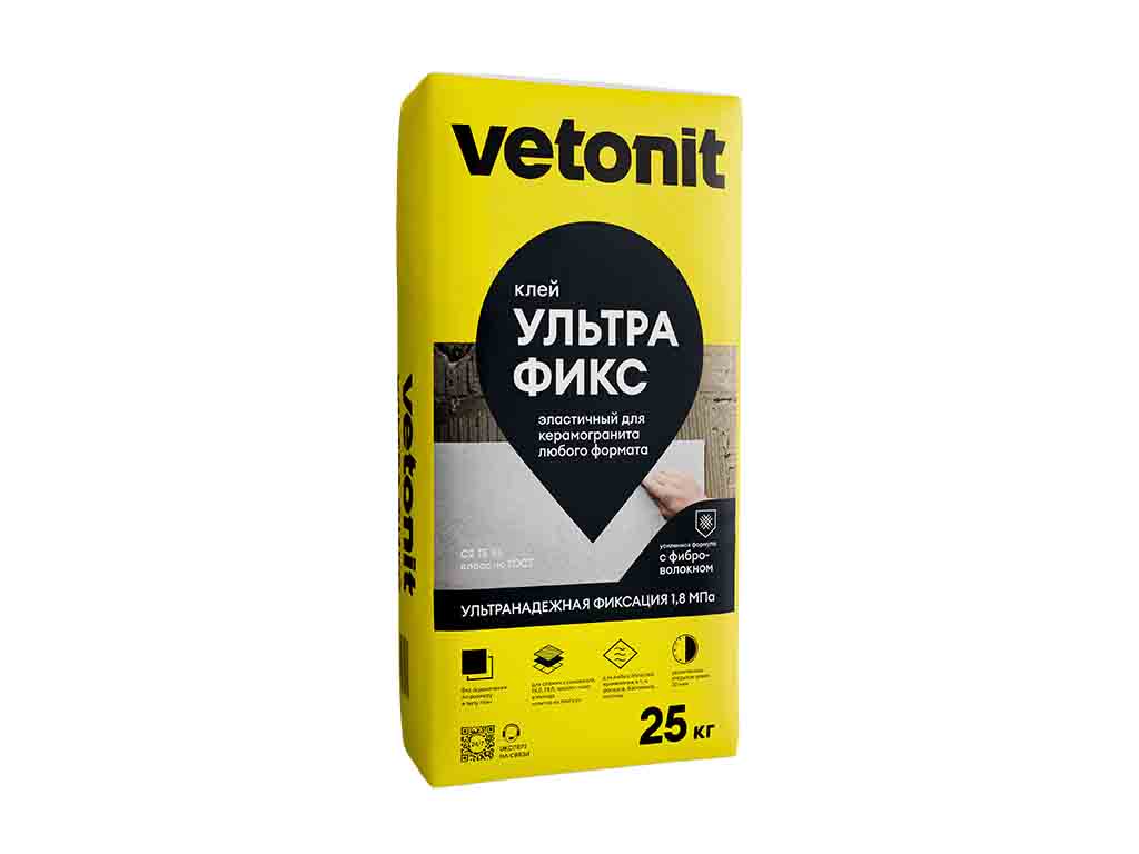Плиточный цементный клей vetonit ультра фикс 25 кг