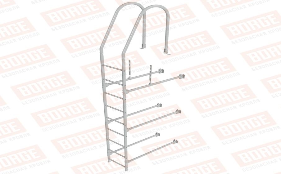 Лестница фасадная Borge (верхняя секция) оцинкованная RAL 9006, 2,7 м