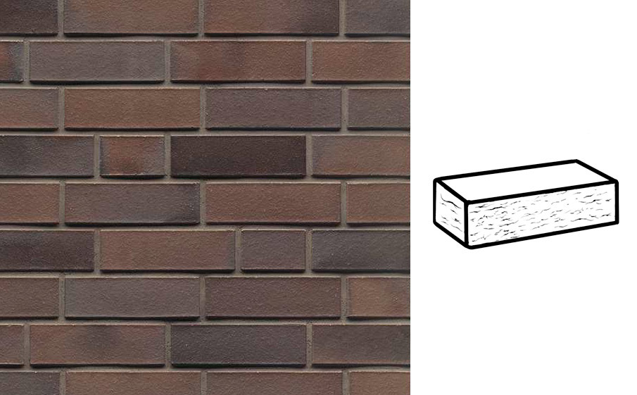Кирпич клинкерный Muhr 33 A Schwarz-Braun рустик, 240*55*71 мм