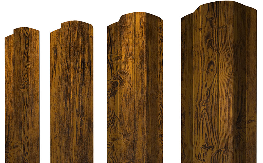 Штакетник М-образный B фигурный 0,45 Print Premium Golden Wood Fresh TwinColor