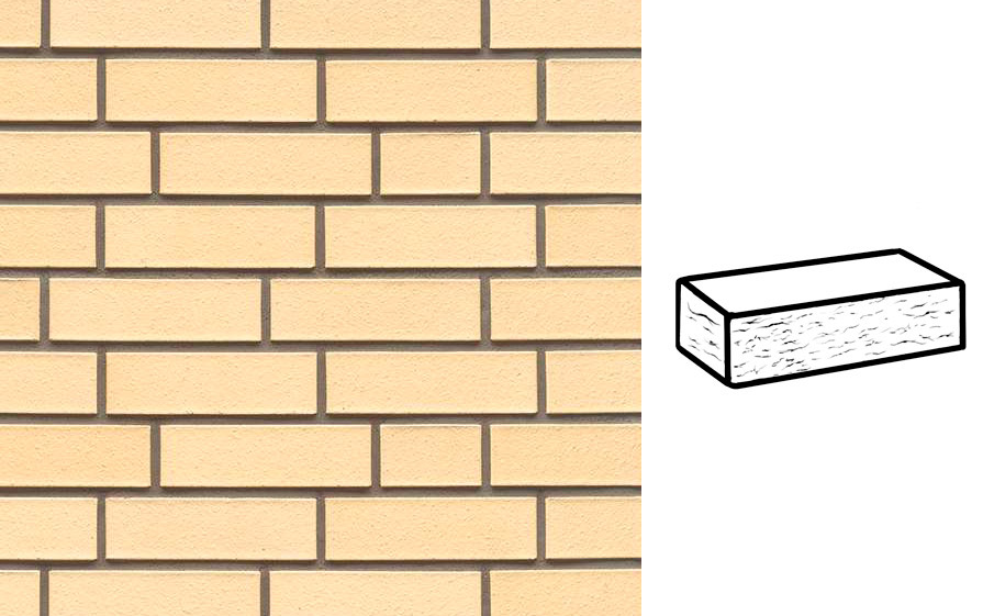 Кирпич клинкерный Muhr 35 Creme nuanciert рустик, 240*55*71 мм