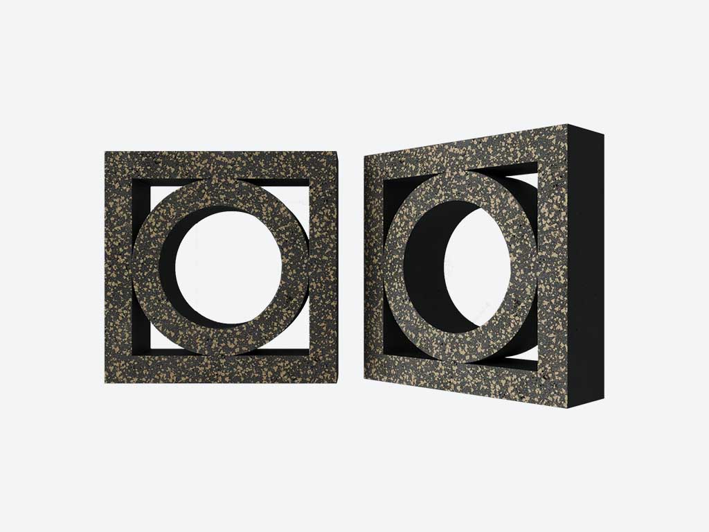 Декоративный бриз-блок Mesterra Кобого / Cobogo 0101, черный LUX, 250*250*70 мм