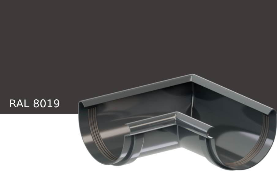 Угол желоба внутренний KROP PVC 90 градусов для системы D 75/63 мм, RAL 8019