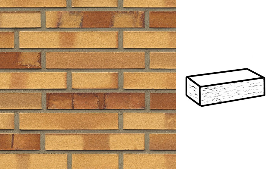 Кирпич клинкерный Muhr 01 Niederlausitzer Gelb Spezial рустик, 240*90*40 мм