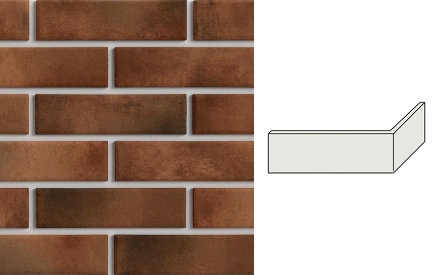 Термопанель угловая на пенополистироле (ППС) с клинкерной плиткой BestPoint Retro Brick Chili 115/236*456*40 мм
