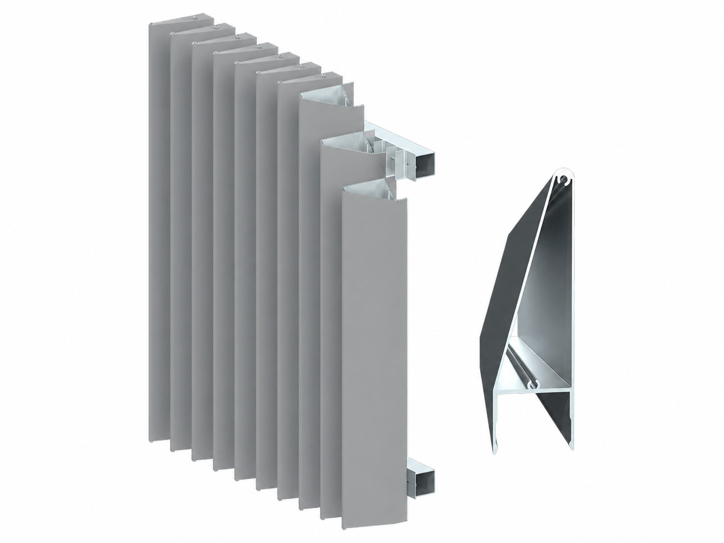 Фасадные ламели Doksal DLM-13, прямоугольные, RAL 7004, 78 мм