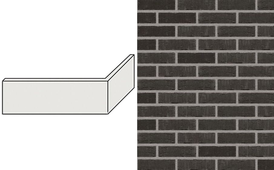 Клинкерная угловая плитка Feldhaus Klinker NF 11 W855 amena geo nero 240*71*115*11 мм