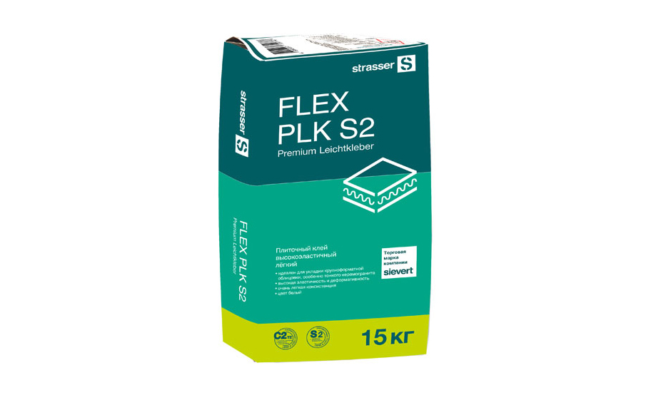Плиточный клей высокоэластичный strasser FLEX PLK S2, 15 кг