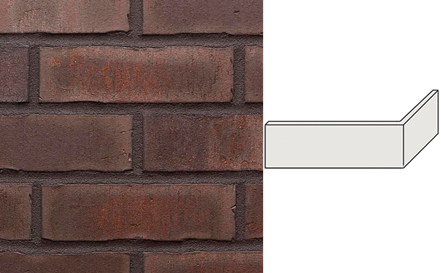 Клинкерная плитка угловая ручной формовки Feldhaus Klinker NF 14 W748 vascu geo merleso 240*71*115*14 мм