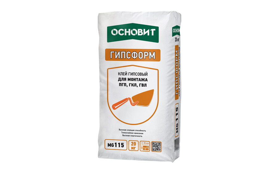 Клей монтажный Основит ГИПСФОРМ MG115, 20 кг