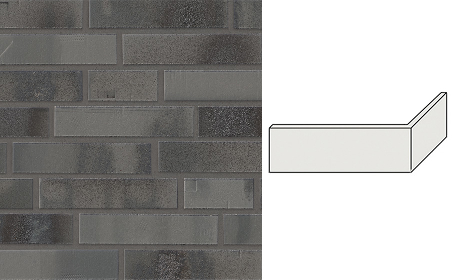 Клинкерная плитка угловая Stroeher Brickwerk, 651 aschgrau, 240*115*71*12 мм