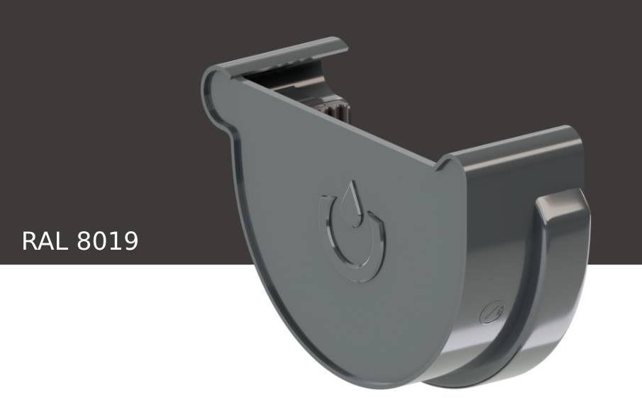 Заглушка желоба правая KROP PVC для системы D 130/90 мм, RAL 8019