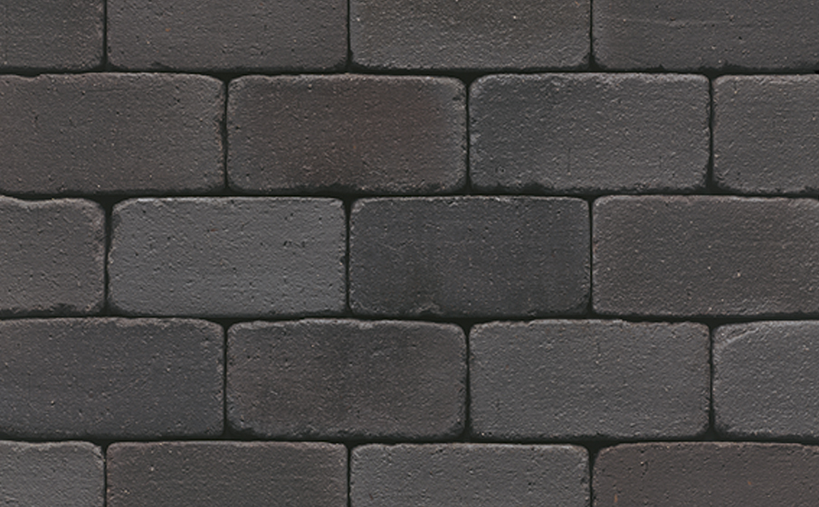 Клинкерная брусчатка Muhr №15SG Schwarz-bunt edelglanz gerumpelt, 200*100*40 мм