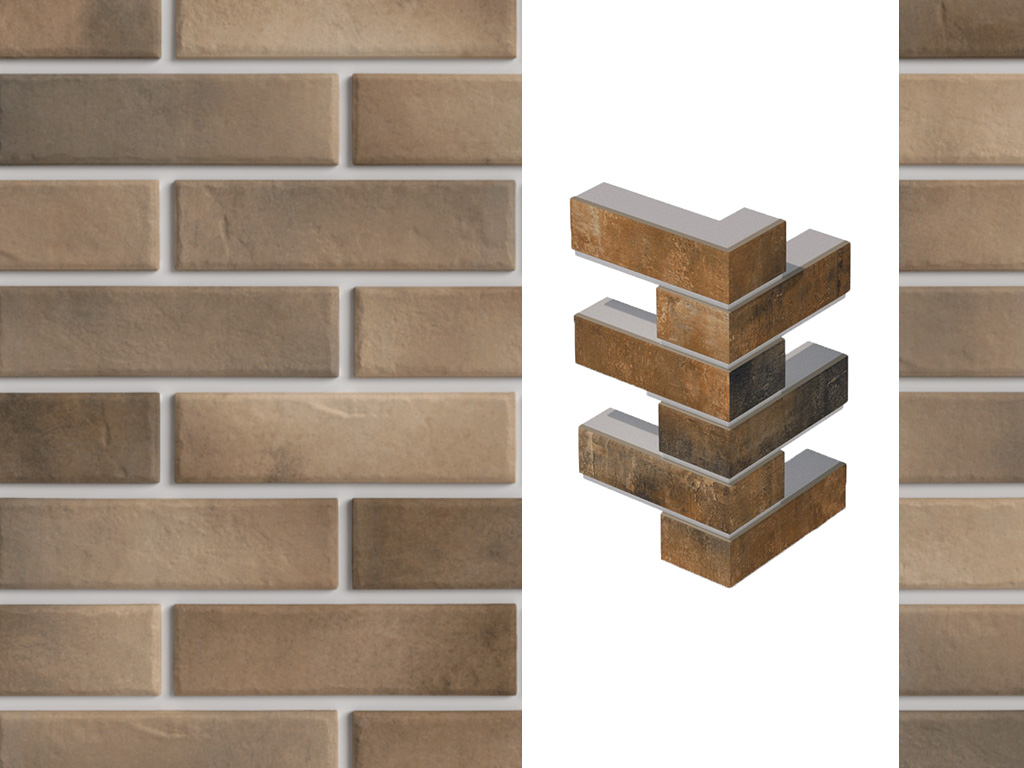 Термопанель угловая ППС с клинкерной плиткой толщиной 8,5 мм BestPoint Retro Pepper 115/236*470*60 мм