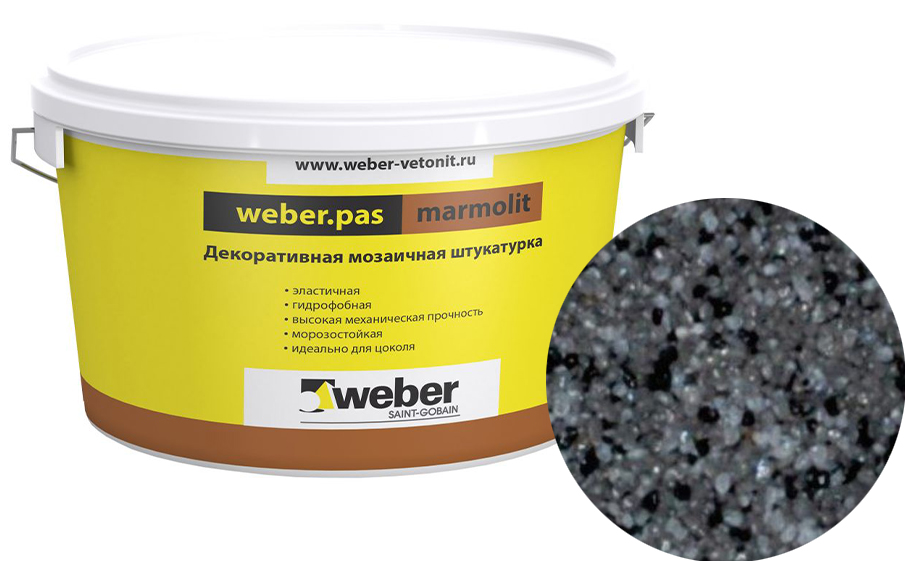 Декоративная мозаичная штукатурка weber.pas marmolit, k6, 25 кг
