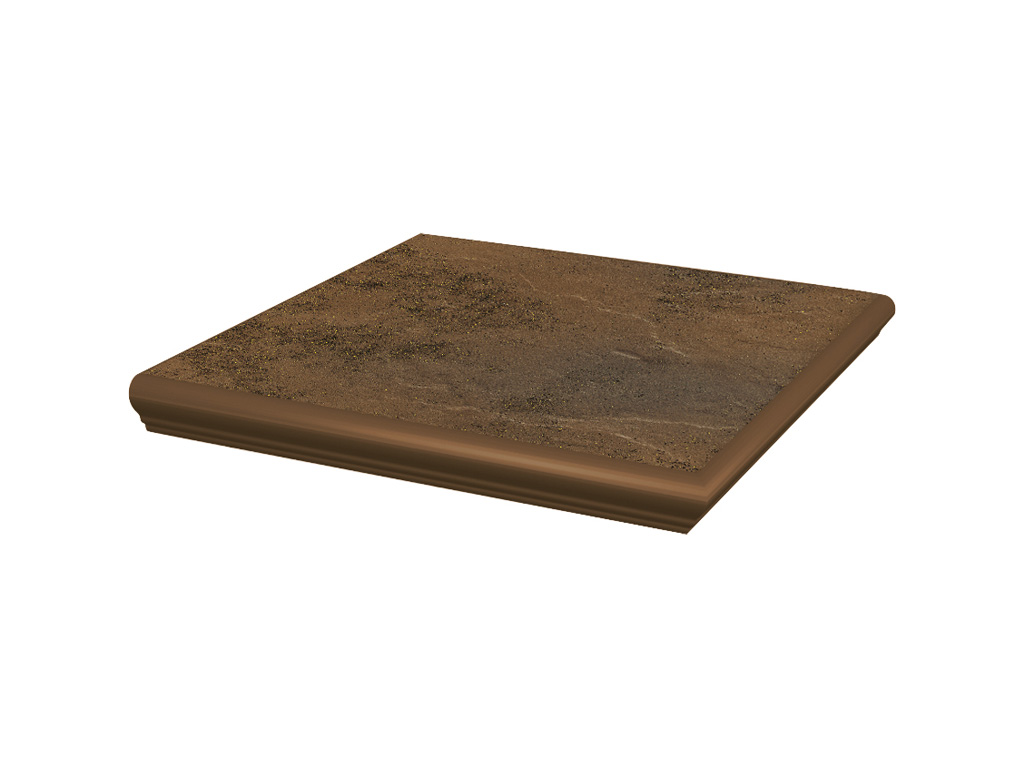 Клинкерная угловая ступень с капиносом Paradyz Semir, Beige, 330*330*11 мм