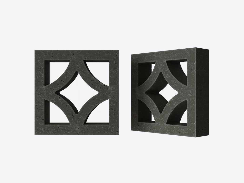 Декоративный бриз-блок Mesterra Кобого / Cobogo 0301, черный, 250*250*70 мм